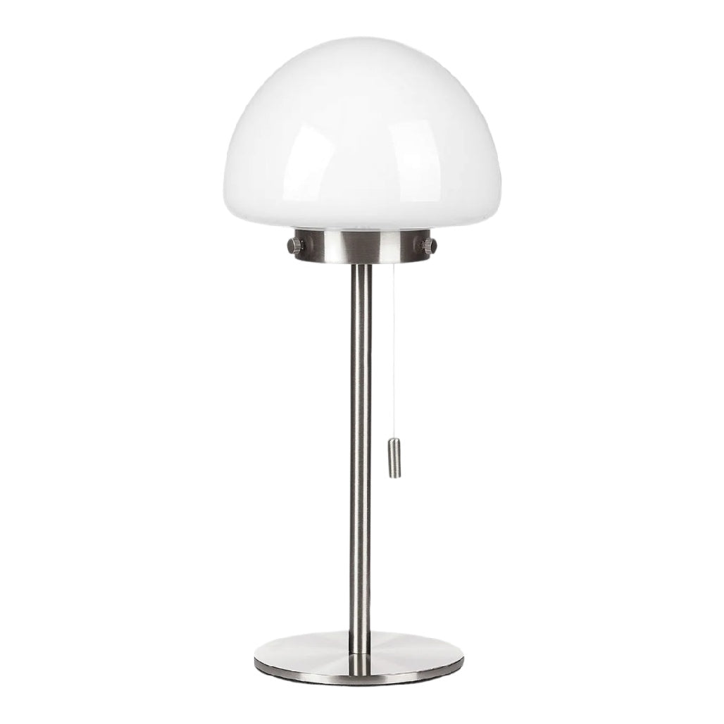 **Lampe de table en acier inoxydable avec abat-jour en verre opale**